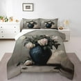 thumbnail image 2 of Romantic Rose Bedding Set,Oil Painting Roses Comforter Set Full Size Teens Adults,Flower in Black Vase Down Comforter Bedroom Decor,Vintage Bed Set, 2 of 7
