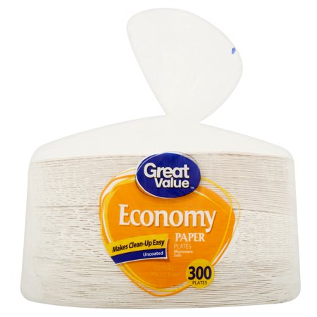 Great Value Economy Paper Plates, 9", 300 Count