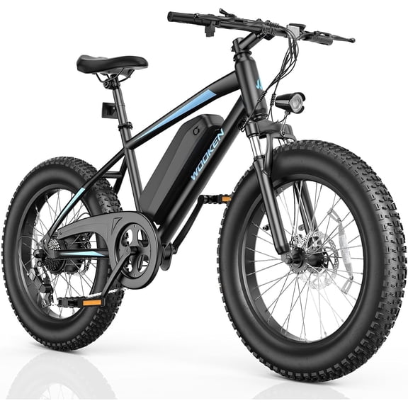 WOOKEN Electric Bike for Adults, 750W Ebike, 25MPH 60Miles Electric Mountain Bike, 26" Fat Tire Electric Bicycle with 48V 15AH Battery, Rear Rack, Lockable Suspension Fork,7 Speed,UL 2849