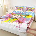 thumbnail image 4 of Castle Fairy Graffiti Baseball Print Bed Sheets 4-Piece, Colorful Ice Cream Drip Full Size Sheets,1 Fitted Sheet, 1 Flat Sheet and 2 Pillowcases, 4 of 6