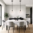 thumbnail image 2 of YANSUN 6.2 in 2-Pack Metta  Black Pendant Light with Textured Glass Shade & Adjustable Height, E26 Bulb Base for Dining Room, Kitchen Island, Living Room, 2 of 7
