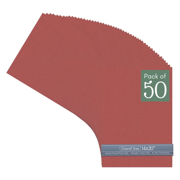 Brick Red 14x20 Uncut Art Mat Board - No Opening - 50 Mats