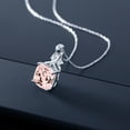 thumbnail image 3 of Gem Stone King 10K White Gold Peach Nano Morganite and White Created Sapphire Pendant Necklace for Women (4.38 Cttw, Gemstone October Birthstone, Cushion Cut 10MM, with 18 inch Chain), 3 of 4