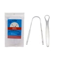 thumbnail image 1 of Raspadores de lengua de acero inoxidable puro con estuche de viaje, paquete de 2, limpiador de lengua ayurvédico, elimina el mal aliento y mantiene la higiene bucal, 1 of 8