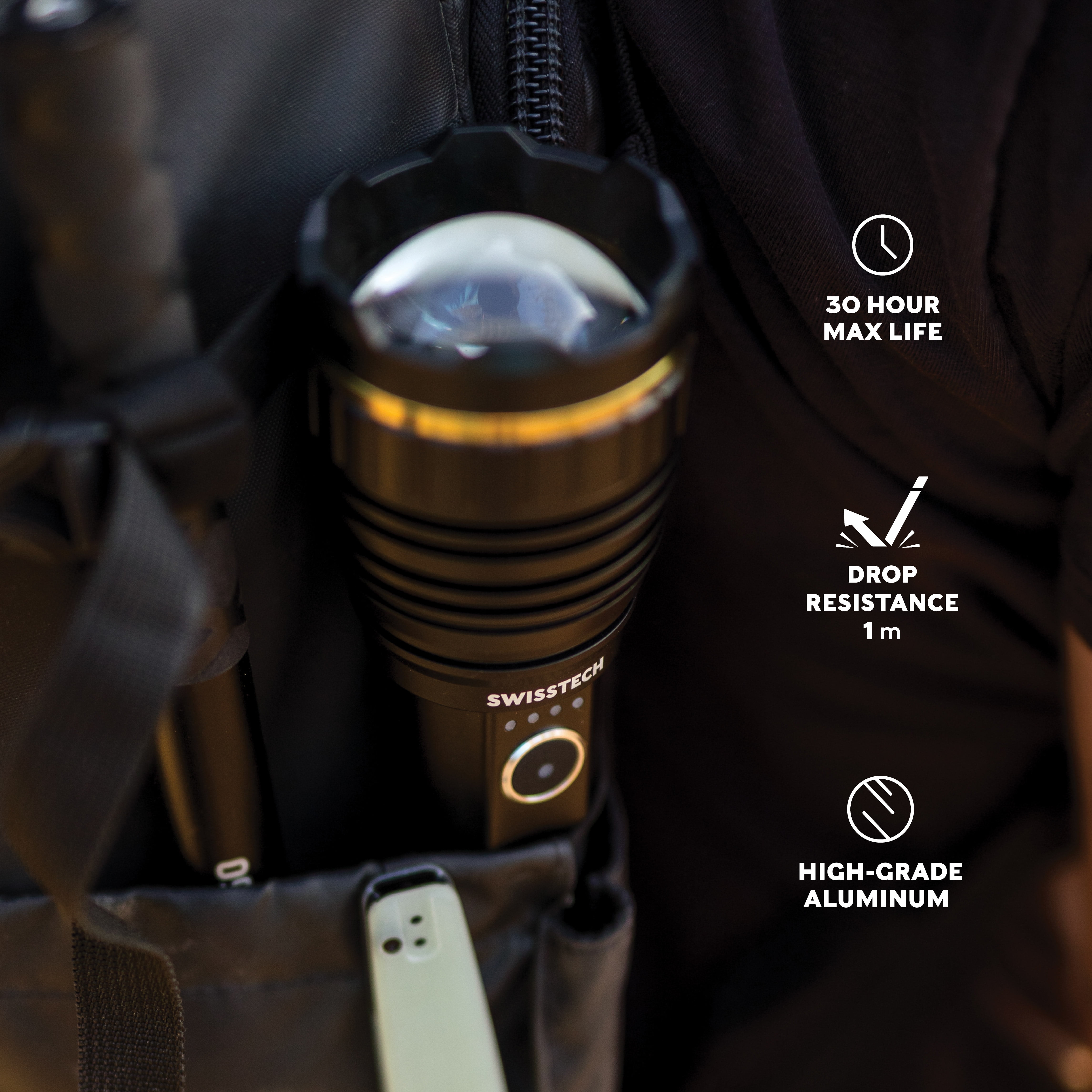 Swiss Tech Erhellen 20, 20000 Lumen Rechargeable LED Flashlight with USB-C, IP67