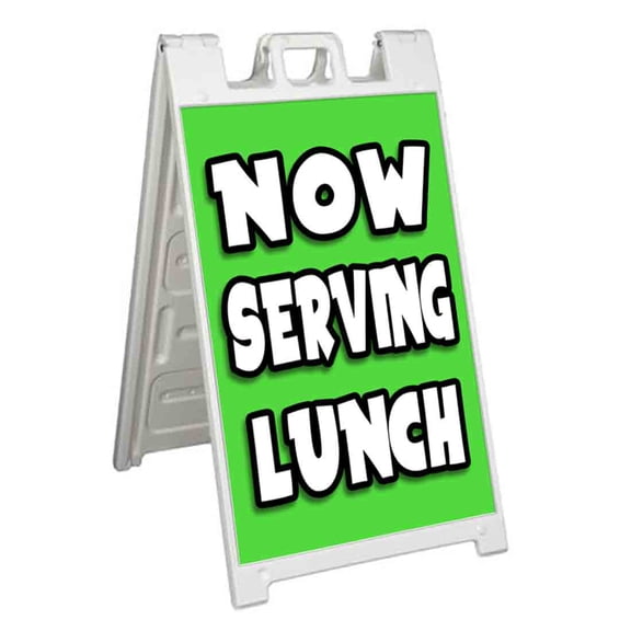 Now Serving Lunch (24" X 36") Standard A-Frame Signicade, Includes Decal Applied To Stand