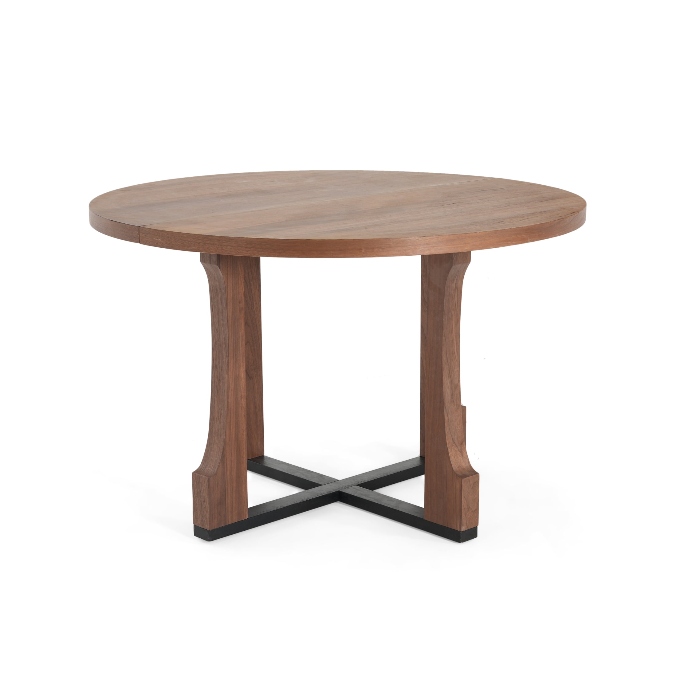 Christopher Knight Home Farmhouse 48" Round Dining Table, Solid Wood X-Base, Walnut