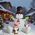 thumbnail image 2 of 7 FT Inflatable Christma Decorations, Inflatable Snowman with Penguins, Christmas Blow Ups Yard Decorations with Colorful LED Lights, Christmas Inflatables for Garden Lawn Xmas Holiday, 2 of 6
