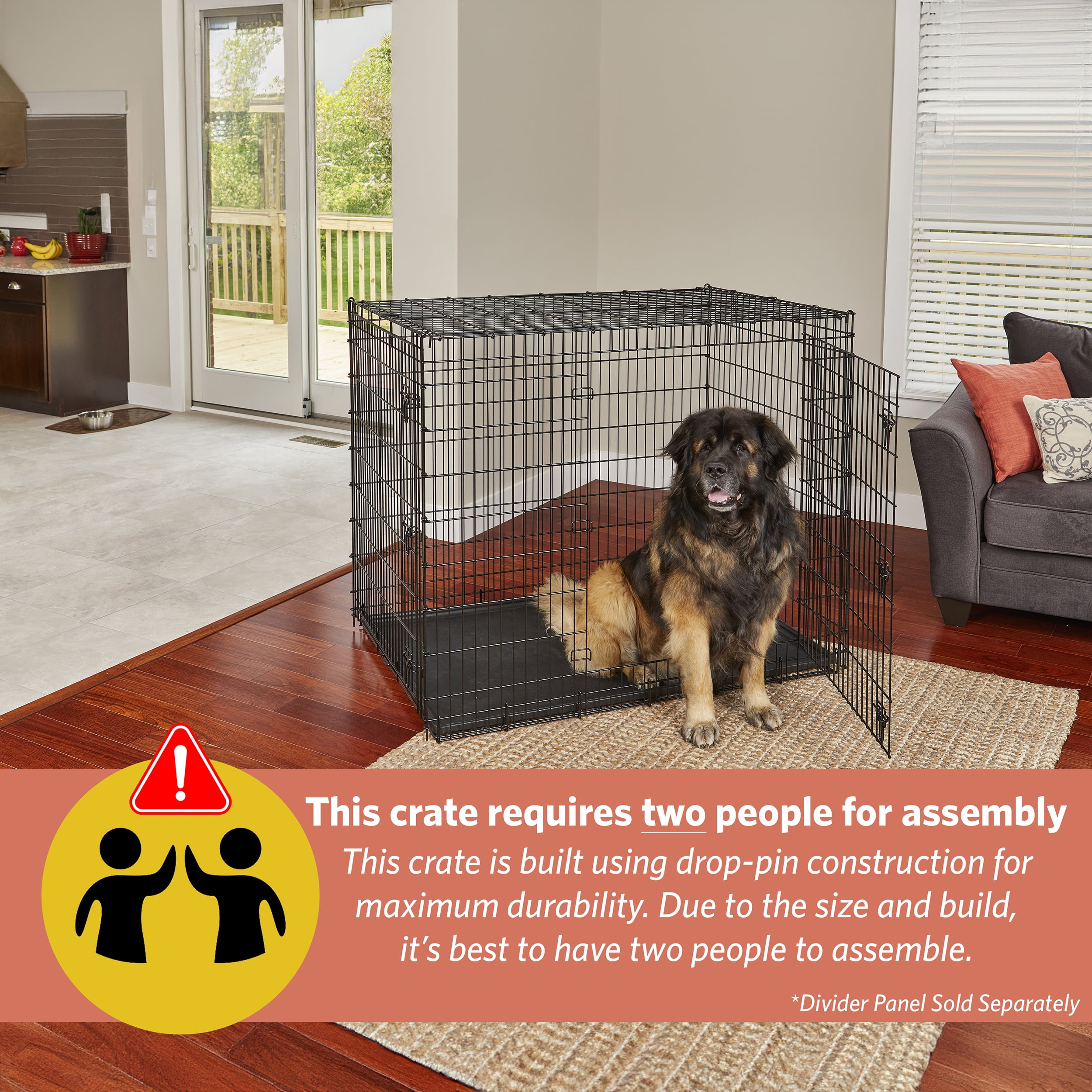 MidWest Homes For Pets Dog Crate Metal ABS Plastic 54 Inch Double Door Leak-Proof Breathable Lockable Protecting 1 Count