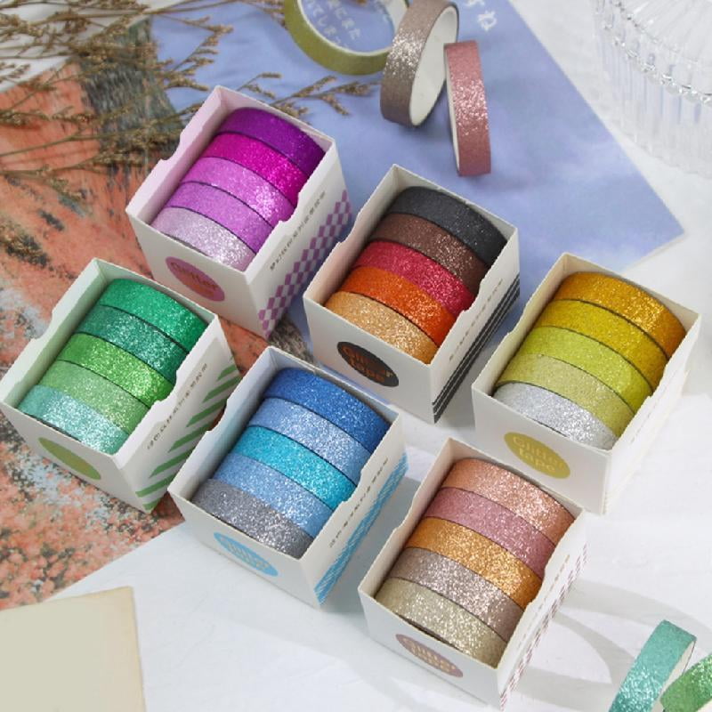 Zeiwohndc 18 Box Glittering Washis Tape Masking Tape Decorative Tape for Scrapbooking