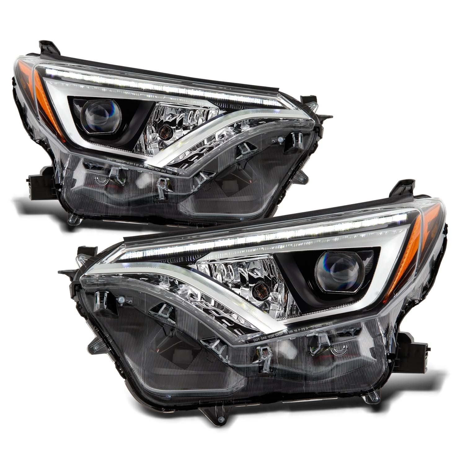 For 20162018 Toyota Rav4 LED DRL Projector Chrome Headlights Signal