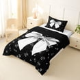 thumbnail image 2 of Erosebridal Girly Kawaii Bowtie Twin Comforter Sets,White Coquette Bowknot Bedding Set For Kids,Reversible black,2-Piece, 2 of 7