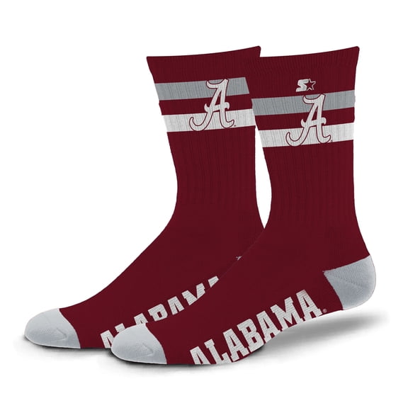 Unisex Starter Alabama Crimson Tide Team Color Two-Stripe Crew Socks