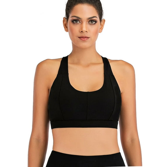 Womens Meduim Impact Sports Bras Criss Cross Back Sexy Running Bra Workout Running Crop Tops Longline Yoga Bra