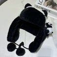 thumbnail image 3 of 1 gorro de panda para mujer, cálido para otoño e invierno, con protección para las orejas de felpa para estudiantes, 3 of 5
