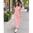 thumbnail image 5 of Merokeety Womens Summer T Shirt Dresses Crew Neck Tie Waist Midi Dress, Pink XXL, 5 of 6