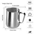 thumbnail image 2 of Milk Frothing Jug 350Ml Milk Jug Stainless Steel Milk Jug Frothing Pitcher Milk Jug for Coffee Machine, 2 of 8