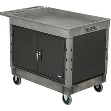 Strength Plastic 2 Tray Shelf Maintenance & Utility Cart, 44 x 25.5, 5 in. Rubber caster - Gray