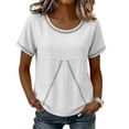 thumbnail image 4 of WHEANG 2026 Trendy Summer Tops for Women Short Sleeve Collarless Button Down Shirt Breathable Linen Crop Blouse for Women Lightweight Casual Beach Vacation Outfit Tops(Color White Size 2XL), 4 of 7