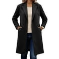 thumbnail image 6 of QQAMB Wool Blend Pea Coats for Women Notched Lapel Collar Single-Breasted Trench Coat Casual Mid Long Overcoat with Pockets Black L, 6 of 7