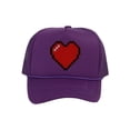 thumbnail image 1 of Men's 80's Retro Large 8 Bit Pixelated Heart Gamer Trucker Hat, Purple, 1 of 2