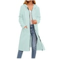 thumbnail image 2 of Pxxlle Zip Up Hoodie Women Long Sleeve Knee Length Hoodies Winter Hooded Sweatshirt Fall Long Jackets with Pockets Light Blue L, 2 of 7