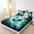 thumbnail image 4 of Manfei 3D Cartoon Football Bed Sheets for Teens, Neon Cyan Soccer King Sheets, Modern Sport Lover Sheet Set, Breathable Home Decor, 4 Pieces, 4 of 7