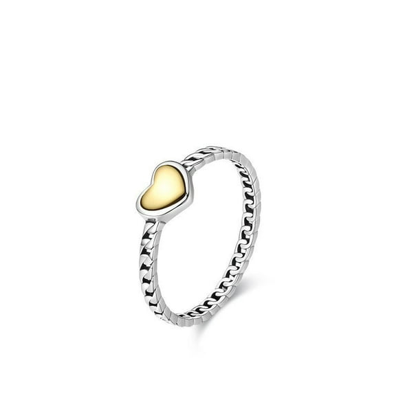 Womens Heart Ring S925 Sterling Silver Love Heart Ring Hollow Line Design Heart-Shape Ornament for Her Anniversary Gift Promise Ring Engagement Ring