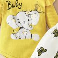 thumbnail image 4 of Cdudpw Newborn Baby Girls Clothes Ribbed Ruffled Romper+Floral Pants+Headband Infant Outfit Set(Z140-Yellow), 4 of 5