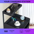 thumbnail image 3 of LED Nightstand with Remote and Charging Station, Industrial Bedside Table with Drawers and Hooks, End Table Bedroom with Flip Door, 3 of 9