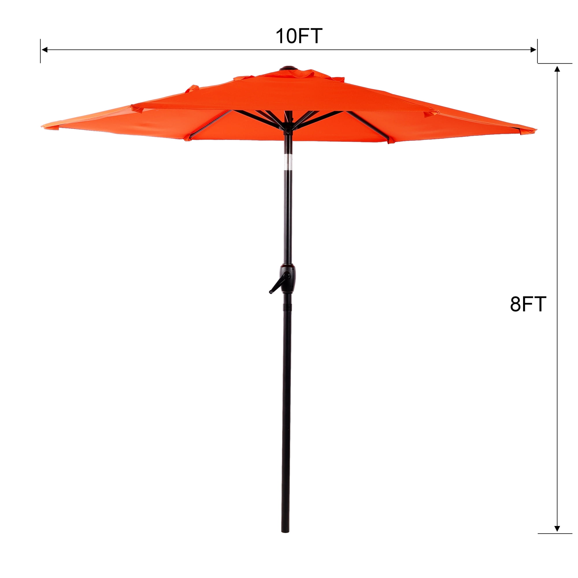 Leumius 10FT Patio Umbrella,Outdoor Market Yard Umbrella, Sun Shade Umbrella with Push Button Tilt and Crank Mechanism for Garden, Deck, Pool and Backyard, Not Include Umbrella Base,Orange