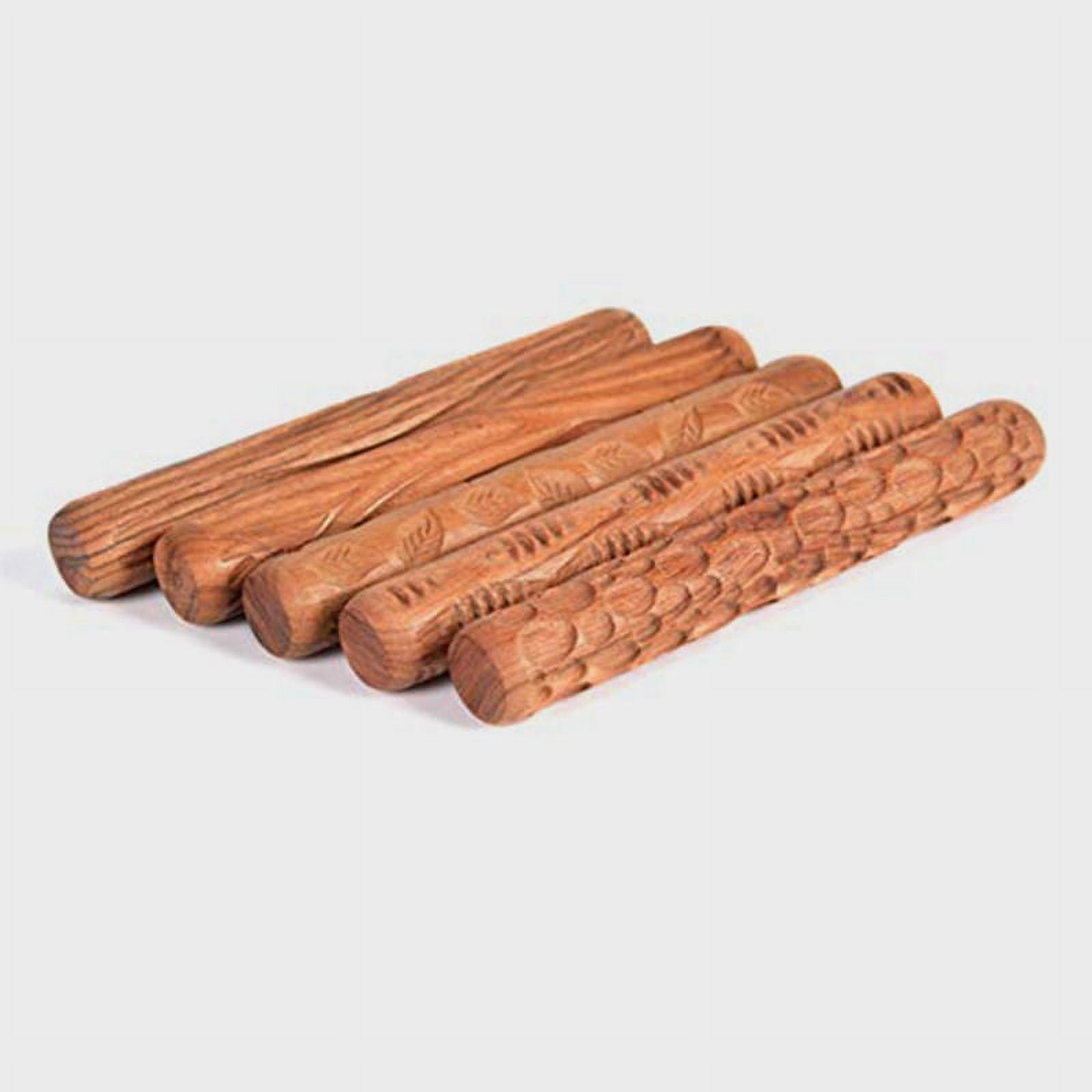 5PCS Pottery Tools Wood Hand Rollers for Clay Clay Stamp Clay Roller