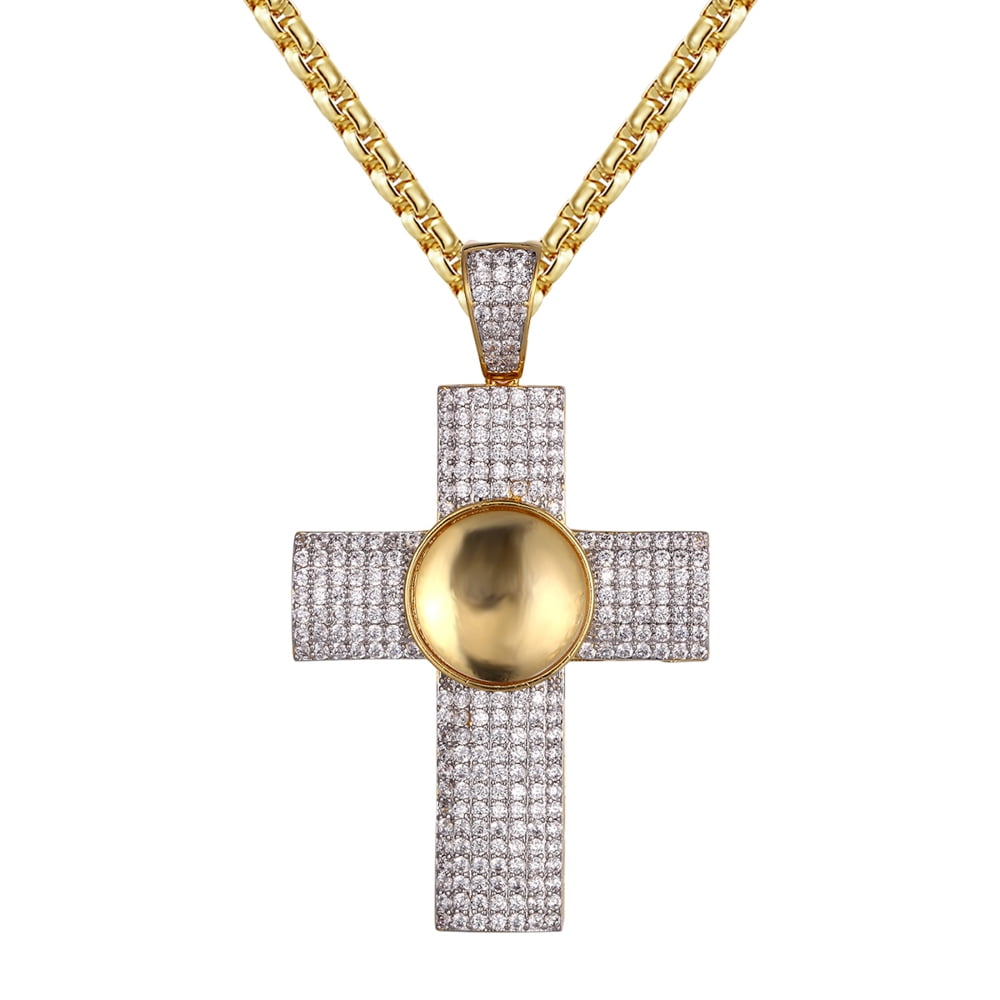 Master Of Bling Designer Holy Cross 14k Gold Finish Religious Pendant