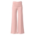 thumbnail image 4 of Shadoumai 2026 Coral Fold Over Yoga Pants, On-Trend Solid Wide Leg Loose Fit Lounge Pants with Ruched Waist, for Yoga Sports Everyday, 4 of 6