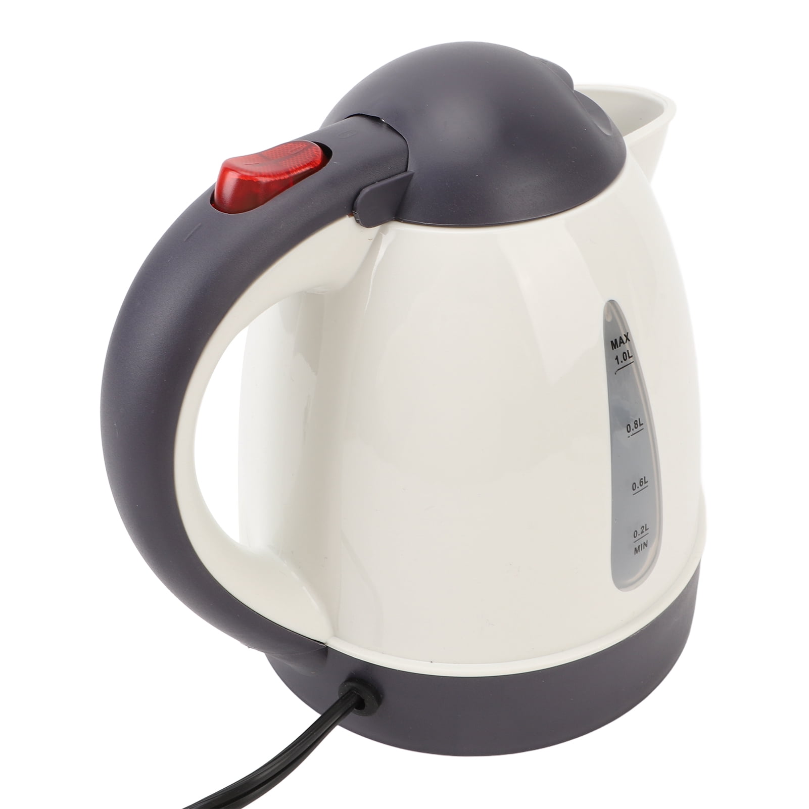 Car Electric Kettle, Stainless Steel Plastic Water Level Window 1L Auto Shut Off Electric Truck Water Boiler Heater For Trip