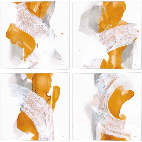 Great Art Now Amber Wash by Chris Paschke 4 Piece Canvas Art Set Each 14"W x 14"H