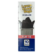 Basic Lawn & Leaf Trash Bags, Flap Tie, 39 Gallon, 10 Bags