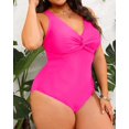 thumbnail image 2 of GFDYREE Women Plus Size One Piece Swimsuits V Neck Tummy Control Bathing Suits Front Cross Swimwear, 2 of 6