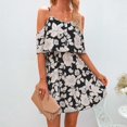 thumbnail image 1 of Vestido corto de verano con estampado floral, vestido corto con hombros descubiertos y estampado floral para mujer Vestido corto de verano para mujer Tecnología innovadora, 1 of 6
