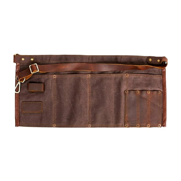 Aymzbd Waxed Canvas Tool Waist Apron Adjustable Belt 19.7x9.8inch Versatile Woodworking Brown