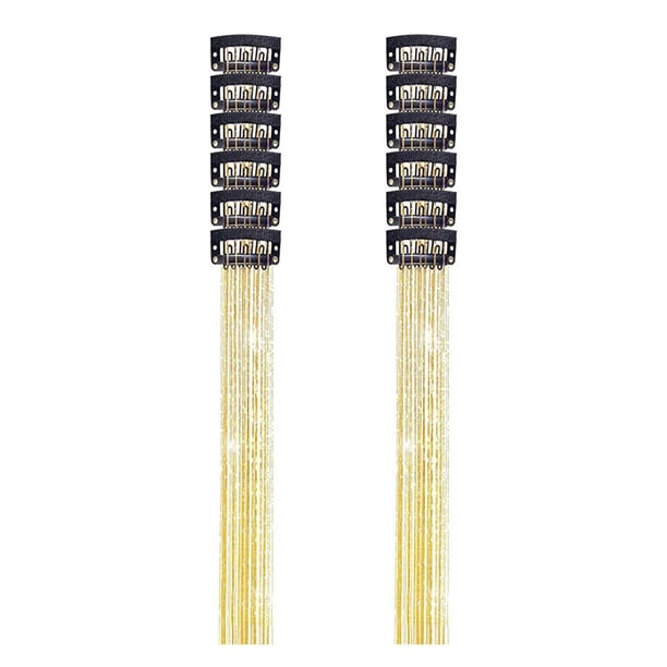 12 piezas de oropel para el cabello con clip para niñas, versátiles, resistentes al calor, con reflejos y purpurina.