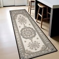 thumbnail image 4 of Beige Blue Octagonal Medallion Hallway Runner Rug, Traditional Oriental Long Floor Mat, Non-Slip Washable Vintage Ornate Rug for Entryway Kitchen, 4 of 9