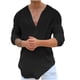 thumbnail image 2 of Blusas y camisas de manga larga con cuello en V para hombre, blusas casuales de moda, blusas lisas de manga larga con cuello en V, blusas transpirables para hombre, 2 of 6