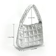 thumbnail image 3 of Quilted Women Handbag Fashion Plaid Cotton Tote Bag Portable for Travel (Silver), 3 of 10