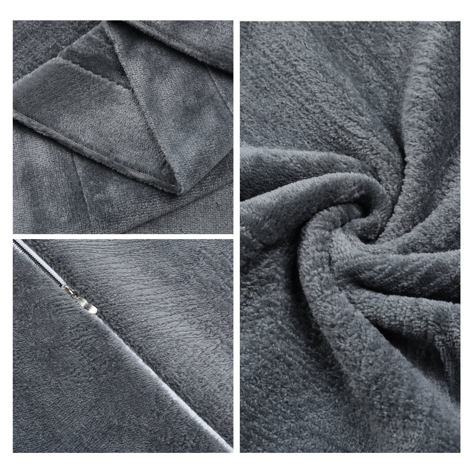Unique Bargains Velvet Pillow Cases Pillow Covers with Zipper Closure 2pcs Queen Dark Gray