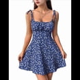 thumbnail image 1 of Vestido Bohemio Floral para Mujer, Mono con Tirantes Finos y Fruncido, Azul , Talla S, 1 of 9