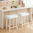 thumbnail image 2 of 24 Inch Backless Saddle Barstools Set of 2, Counter Height Upholstered Padded Barstools with Curved Surface, Metal Leg and Footrest, for Kitchen Counter, Home Bar, 2 of 8