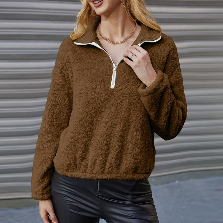 Walmart womens on sale fuzzy quarter zip