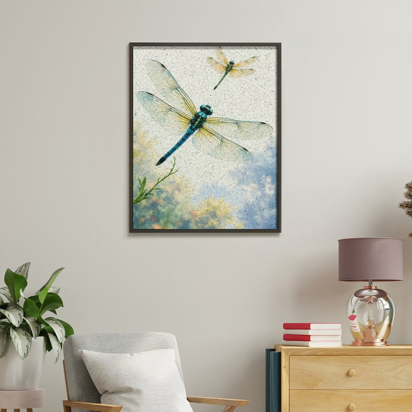 Paint by Numbers Kit for Adults, Dragonfly Blue Summer Scene Paint by Numbers, Easy Paint by Numbers Kit for Adults Beginner, DIY Adult Paint by Number Kits on Canvas, Home Decor