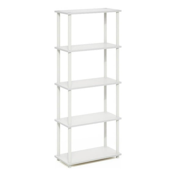 Maklaine Turn-N-Tube 5-Tier Multipurpose Shelf Display Rack in White/White